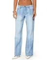 Edikted Tera Striped Low Rise Light Rinse Wash Jeans In Blue