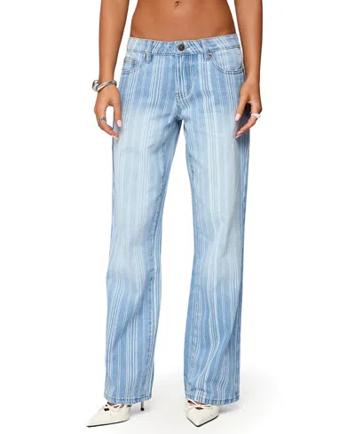 EDIKTED TERA STRIPED LOW RISE LIGHT RINSE WASH JEANS
