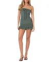 Edikted Ruffle Strapless Terry Cloth Minidress In Green