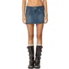 Edikted Tess Studded Denim Miniskirt In Dark-blue