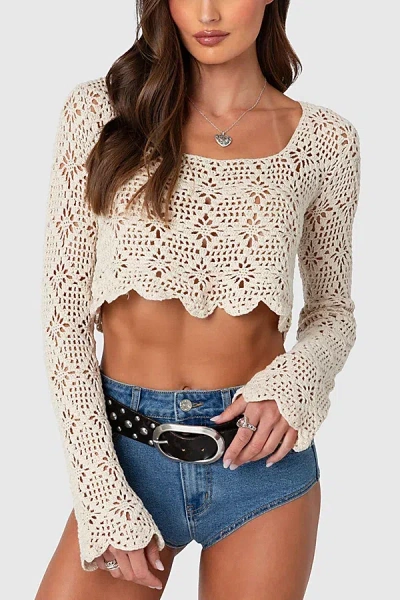 Edikted Tessie Crochet Top In Beige, Women's At Urban Outfitters