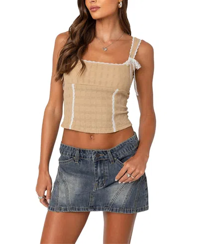 Edikted Textured Bustier Top In Beige