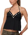Edikted Textured Iridescent Babydoll Halter Top In Black