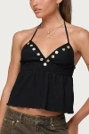 Edikted Textured Iridescent Babydoll Halter Top In Black, Women's At Urban Outfitters