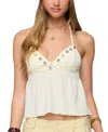 Edikted Textured Iridescent Babydoll Halter Top In Neutral