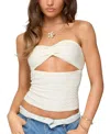 Edikted Textured Knit Strapless Cutout Top In White