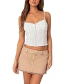 Edikted Textured Tie Front Lace Camisole In White