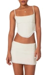 Edikted Thora Woven Lace Up Corset In Cream