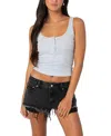Edikted Tiana Henley Tank In Light Gray Melange