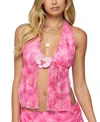Edikted Tiedye Mesh Split Front Backless Top In Pink