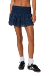 Edikted Tiered Eyelet Miniskirt In Dark-blue
