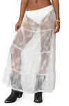 Edikted Tiered Sheer Lace Maxi Skirt In White