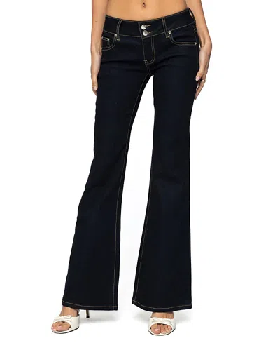 Edikted Tilda Low Rise Flared Dark Rinse Wash Jeans In Blue