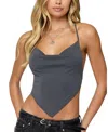 Edikted Tilla Backless Cowl Neck Top In Blue