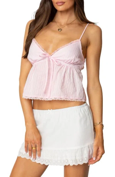 Edikted Tillie Cotton Babydoll Top In Light-pink