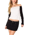 Edikted Tom Off The Shoulder Colorblock Top In Black And White