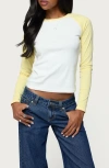 Edikted Tommi Raglan Long Sleeve T Shirt In Yellow