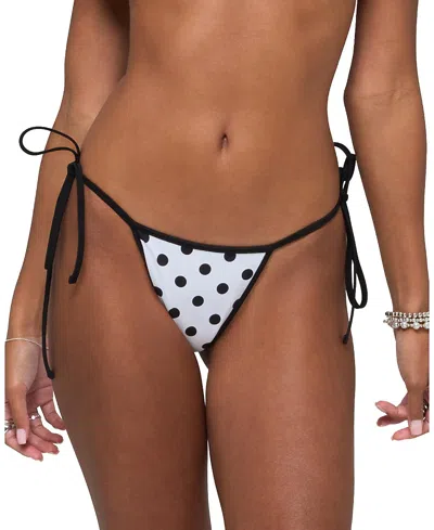 Edikted Tora Reversible Polka Dot String Bikini Bottom In Black