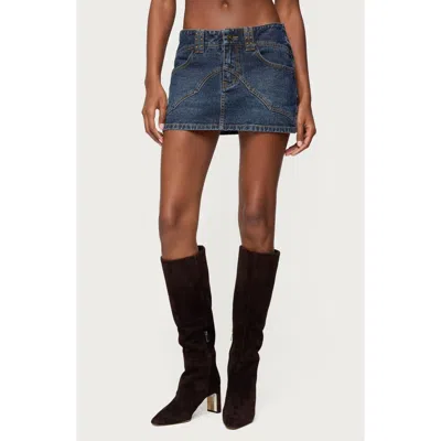 Edikted Tory Western Low Rise Denim Miniskirt