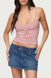Edikted Tova Striped Scoop Tank Top In Red