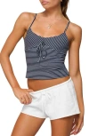 Edikted Tova Stripe Stretch Cotton Camisole In Blue