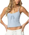 Edikted Tova Striped Scoop Tank Top In Light-blue