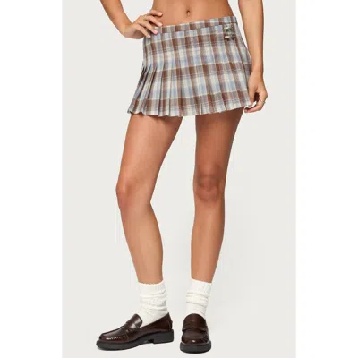 Edikted Tracy Plaid Pleated Miniskirt In Multi