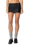 Edikted Triple Belt Faux Leather Miniskirt In Black