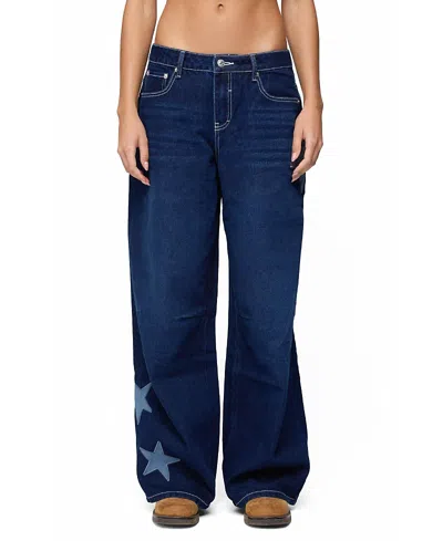 Edikted Trish Stars Low Rise Baggy Jeans In Burgundy