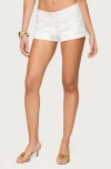 Edikted Trisha Low Rise Eyelet Lace-up Shorts In White