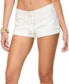 Edikted Trisha Tassle Eyelet Shorts In White