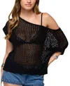 Edikted Trix Off Shoulder Open Knit Top In Black