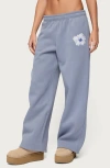 Edikted Tropical Bloom Wide Leg Sweatpants In Blue