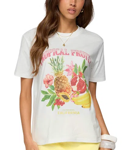 Edikted Tropical Fruits Graphic T-shirt In White