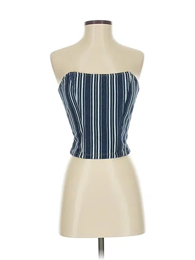 Pre-owned Edikted Tube Top Blue Strapless Neckline Tops