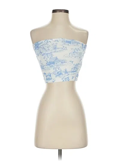 Pre-owned Edikted Tube Top Blue Strapless Neckline Tops
