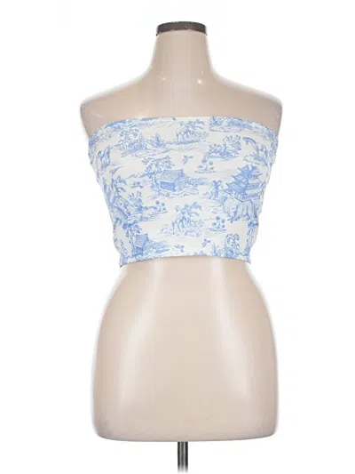 Pre-owned Edikted Tube Top Blue Strapless Neckline Tops