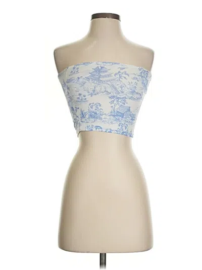 Pre-owned Edikted Tube Top Blue Strapless Neckline Tops