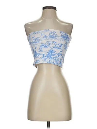 Pre-owned Edikted Tube Top Blue Strapless Neckline Tops