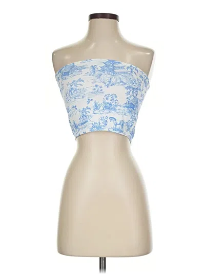Pre-owned Edikted Tube Top Blue Strapless Neckline Tops