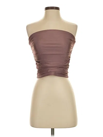 Pre-owned Edikted Tube Top Brown Strapless Neckline Tops
