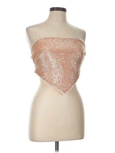 Pre-owned Edikted Tube Top Gold Strapless Neckline Tops