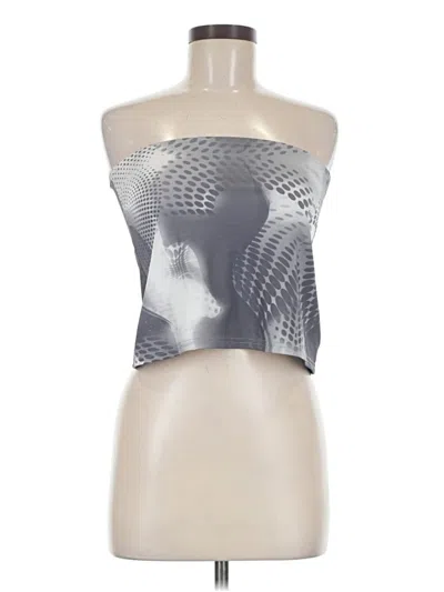 Pre-owned Edikted Tube Top Gray Graphic Pattern Strapless Neckline Tops