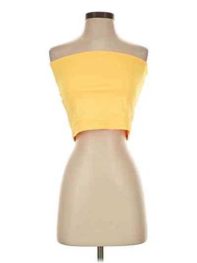 Pre-owned Edikted Tube Top Yellow Strapless Neckline Tops