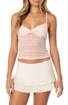Edikted Tuesday Lace Crop Camisole In Light-pink