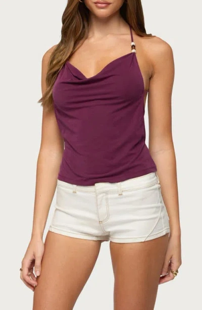 Edikted Turner Cowl Neck Open Back Camisole In Purple