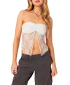 Edikted Twilight Split Front Lace Strapless Top In White