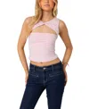 Edikted Twisted Cutout Crop Top In Light Pink