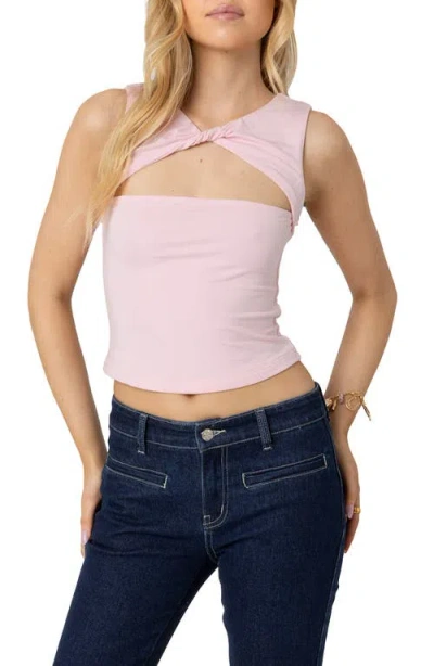 Edikted Twisted Cutout Crop Top In Light-pink