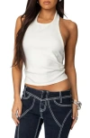 Edikted Twister Backless Knit Halter Top In Cream